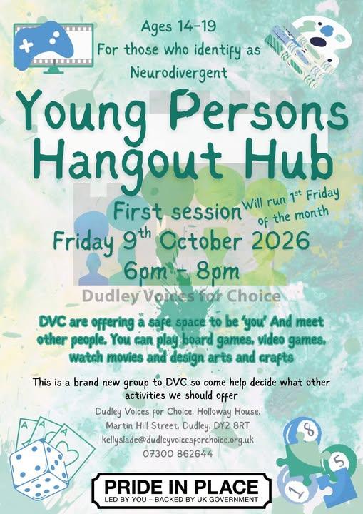 Featured image for “Dudley Voices for Choice are launching a BRAND NEW Young Persons Hub – once a month on a Friday Evening”